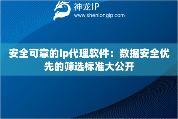 安全可靠的ip代理软件:数据安全优先的筛选标准大公开 安全可靠的ip代理软件:数据安全优先的筛选标准大公开