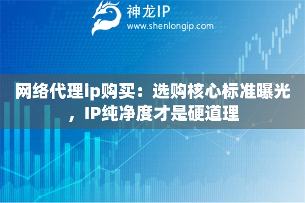 网络代理ip购买：选购核心标准曝光，IP纯净度才是硬道理