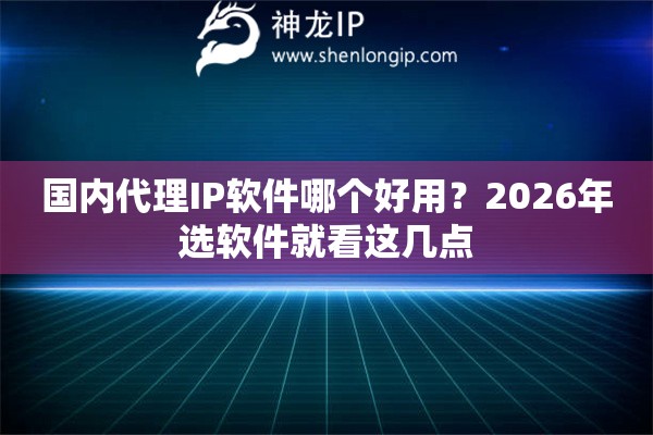 国内代理IP软件哪个好用?2026年选软件就看这几点 国内代理IP软件哪个好用?2026年选软件就看这几点