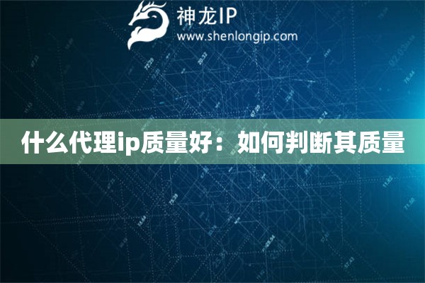 什么代理ip质量好：如何判断其质量