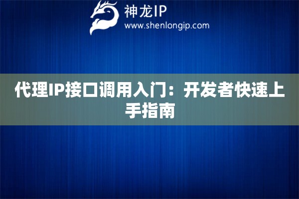 代理IP接口调用入门:开发者快速上手指南 代理IP接口调用入门:开发者快速上手指南