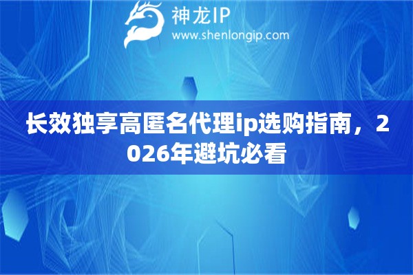 长效独享高匿名代理ip选购指南，2026年避坑必看