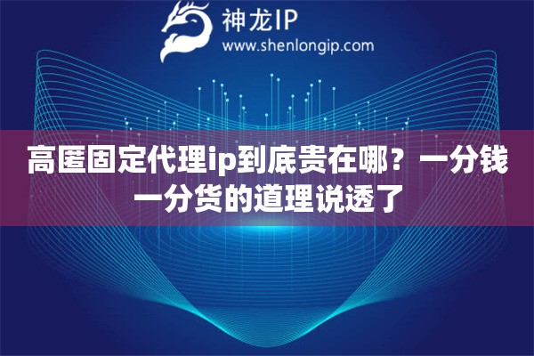 高匿固定代理ip到底贵在哪?一分钱一分货的道理说透了 高匿固定代理ip到底贵在哪?一分钱一分货的道理说透了