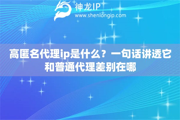 高匿名代理ip是什么?一句话讲透它和普通代理差别在哪 高匿名代理ip是什么?一句话讲透它和普通代理差别在哪