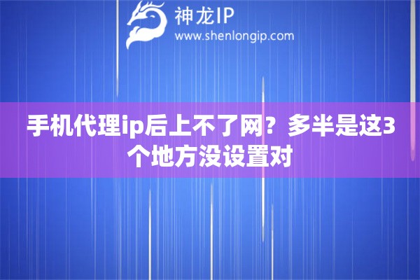 手机代理ip后上不了网？多半是这3个地方没设置对