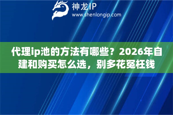 代理ip池的方法有哪些？2026年自建和购买怎么选，别多花冤枉钱