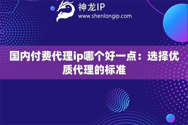 国内付费代理ip哪个好一点：选择优质代理的标准