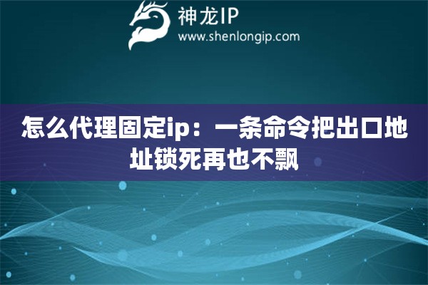 怎么代理固定ip：一条命令把出口地址锁死再也不飘