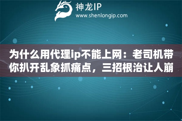 为什么用代理ip不能上网：老司机带你扒开乱象抓痛点，三招根治让人崩溃的断网魔咒
