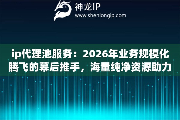 ip代理池服务：2026年业务规模化腾飞的幕后推手，海量纯净资源助力实现降维打击