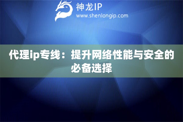 代理ip专线：提升网络性能与安全的必备选择