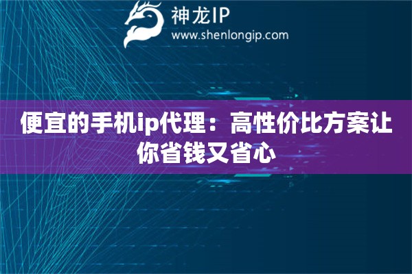 便宜的手机ip代理：高性价比方案让你省钱又省心