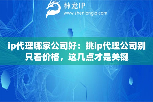 ip代理哪家公司好：挑ip代理公司别只看价格，这几点才是关键
