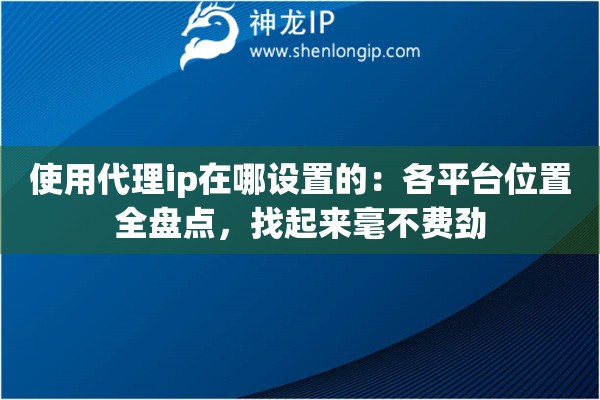 使用代理ip在哪设置的：各平台位置全盘点，找起来毫不费劲