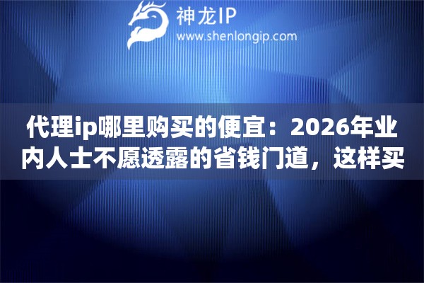 代理ip哪里购买的便宜：2026年业内人士不愿透露的省钱门道，这样买最划算