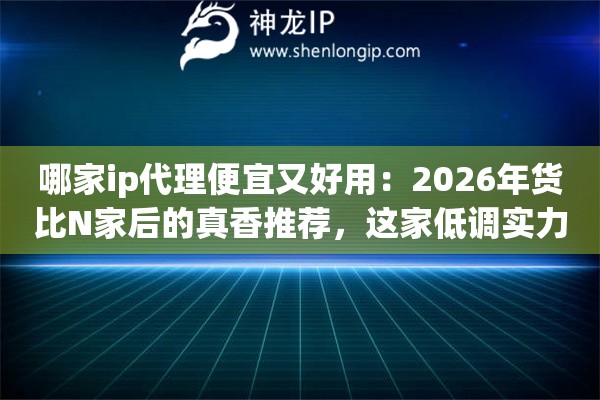 哪家ip代理便宜又好用：2026年货比N家后的真香推荐，这家低调实力派藏不住了