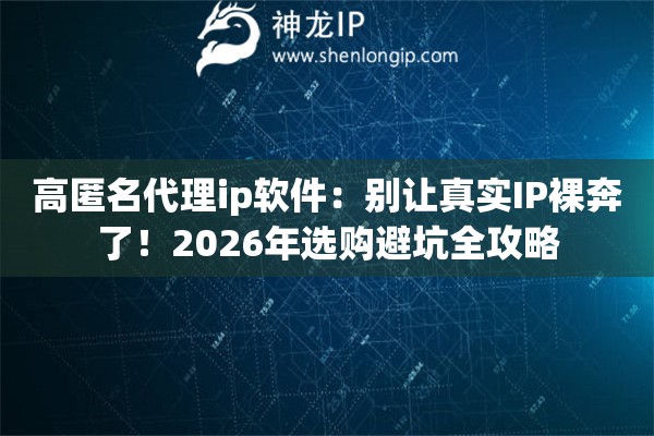 高匿名代理ip软件：别让真实IP裸奔了！2026年选购避坑全攻略