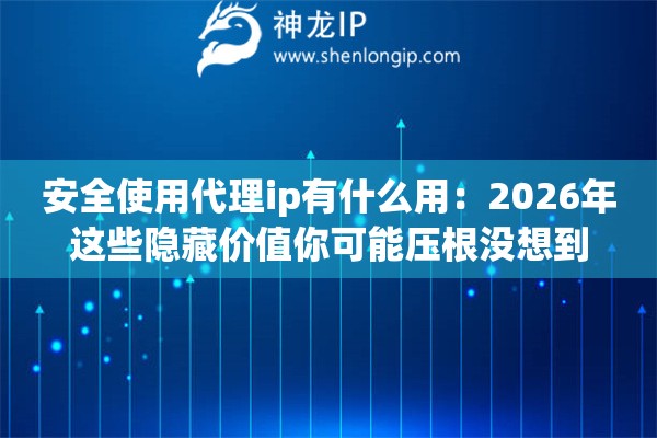 安全使用代理ip有什么用：2026年这些隐藏价值你可能压根没想到