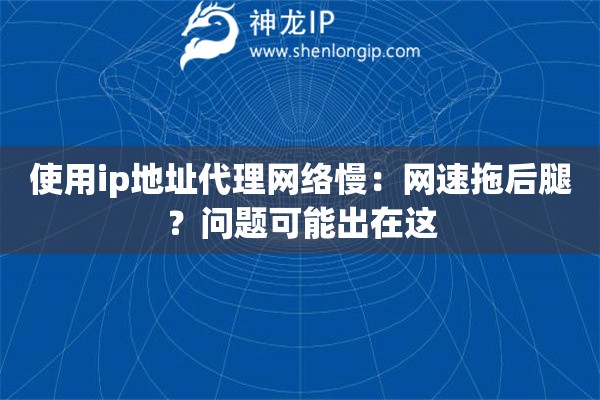使用ip地址代理网络慢：网速拖后腿？问题可能出在这