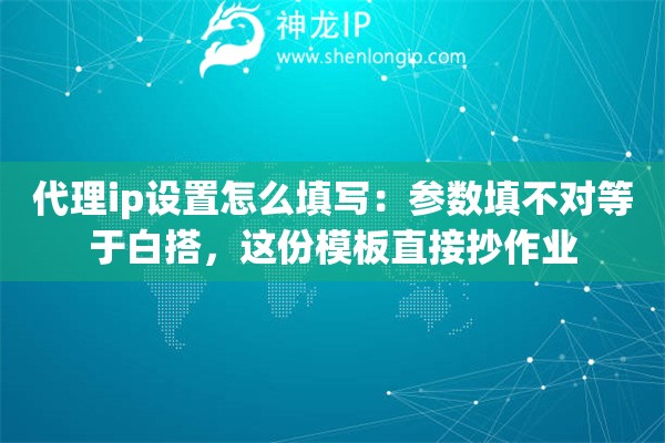 代理ip设置怎么填写：参数填不对等于白搭，这份模板直接抄作业