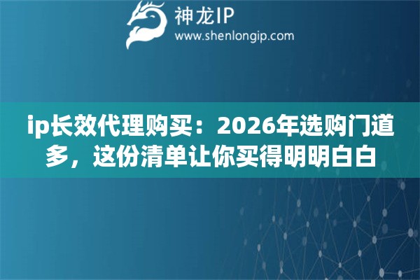 ip长效代理购买：2026年选购门道多，这份清单让你买得明明白白