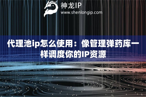 代理池ip怎么使用：像管理弹药库一样调度你的IP资源