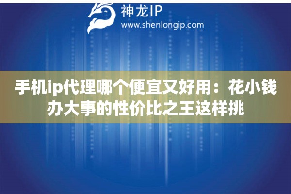 手机ip代理哪个便宜又好用：花小钱办大事的性价比之王这样挑