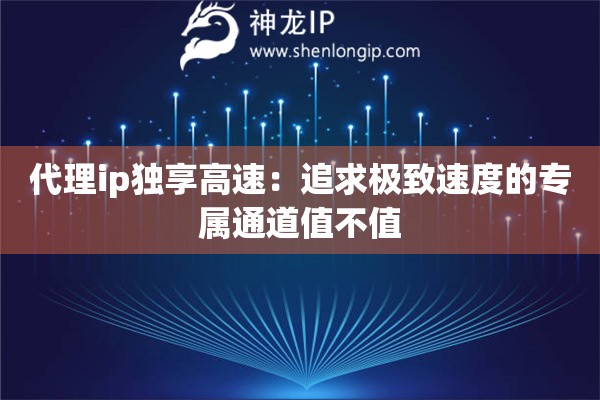 代理ip独享高速:追求极致速度的专属通道值不值 代理ip独享高速:追求极致速度的专属通道值不值