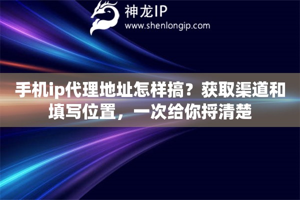 手机ip代理地址怎样搞？获取渠道和填写位置，一次给你捋清楚