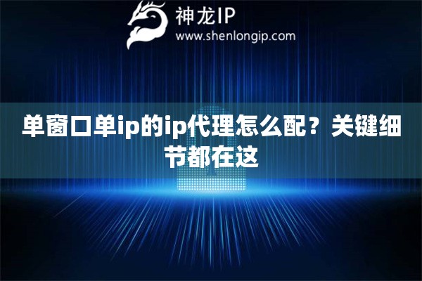 单窗口单ip的ip代理怎么配?关键细节都在这 单窗口单ip的ip代理怎么配?关键细节都在这