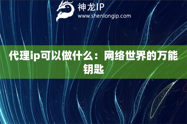 代理ip可以做什么：网络世界的万能钥匙