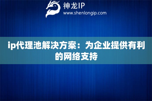 ip代理池解决方案：为企业提供有利的网络支持