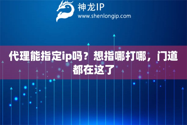 代理能指定ip吗？想指哪打哪，门道都在这了