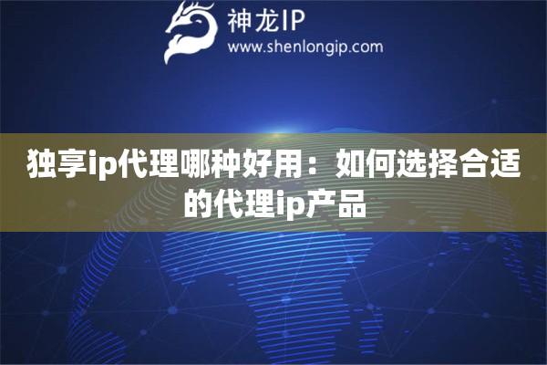 独享ip代理哪种好用：如何选择合适的代理ip产品