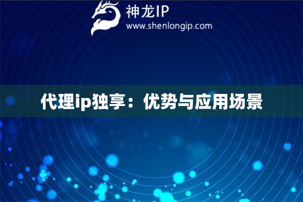 代理ip独享：优势与应用场景