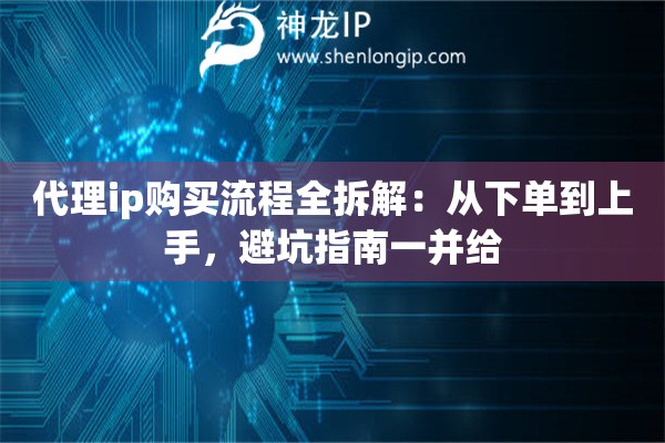 代理ip购买流程全拆解：从下单到上手，避坑指南一并给
