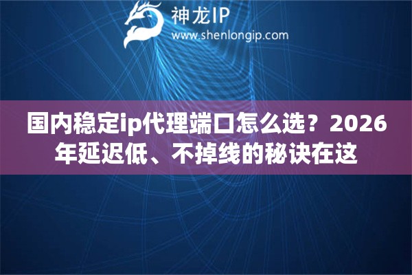 国内稳定ip代理端口怎么选？2026年延迟低、不掉线的秘诀在这