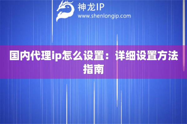 国内代理ip怎么设置：详细设置方法指南