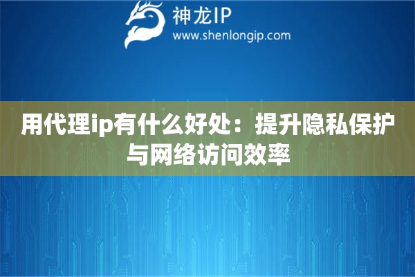 用代理ip有什么好处：提升隐私保护与网络访问效率