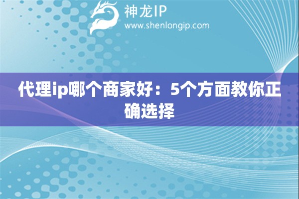 代理ip哪个商家好：5个方面教你正确选择
