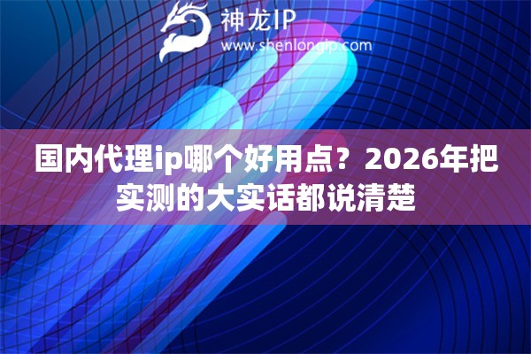 国内代理ip哪个好用点？2026年把实测的大实话都说清楚