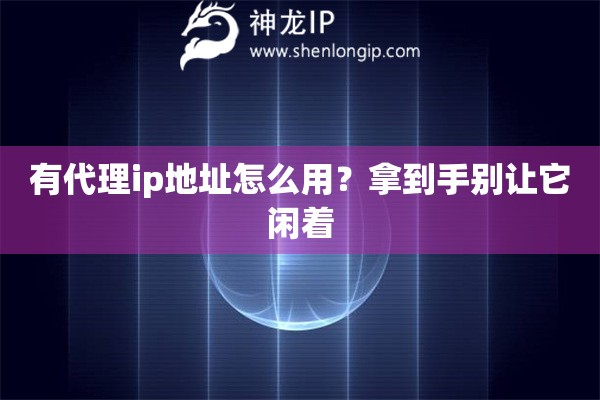 有代理ip地址怎么用？拿到手别让它闲着