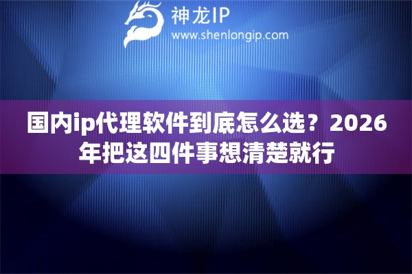 国内ip代理软件到底怎么选?2026年把这四件事想清楚就行 国内ip代理软件到底怎么选?2026年把这四件事想清楚就行