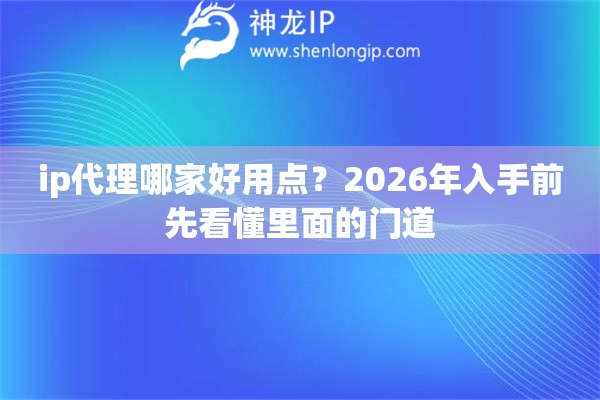 ip代理哪家好用点？2026年入手前先看懂里面的门道