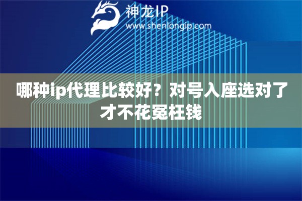哪种ip代理比较好？对号入座选对了才不花冤枉钱
