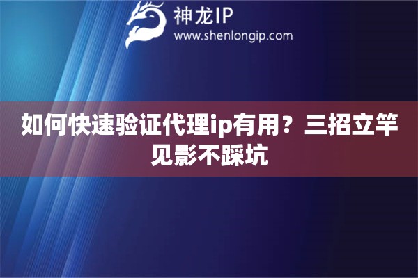 如何快速验证代理ip有用?三招立竿见影不踩坑 如何快速验证代理ip有用?三招立竿见影不踩坑