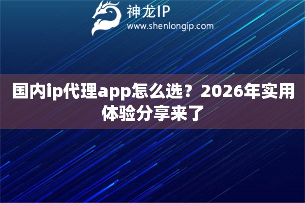国内ip代理app怎么选？2026年实用体验分享来了