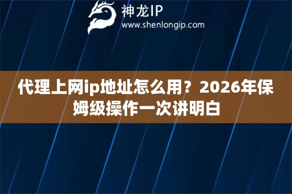 代理上网ip地址怎么用？2026年保姆级操作一次讲明白