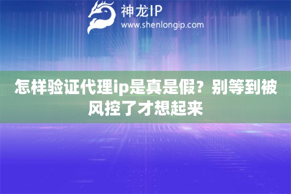 怎样验证代理ip是真是假?别等到被风控了才想起来 怎样验证代理ip是真是假?别等到被风控了才想起来