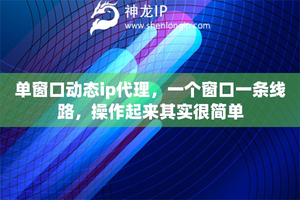 单窗口动态ip代理，一个窗口一条线路，操作起来其实很简单